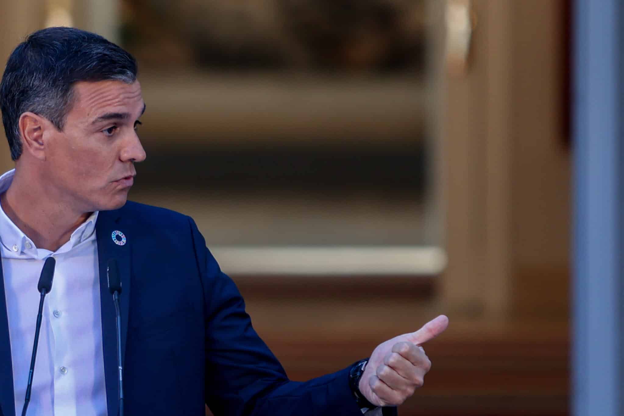 Sánchez este lunes durante un acto en Moncloa