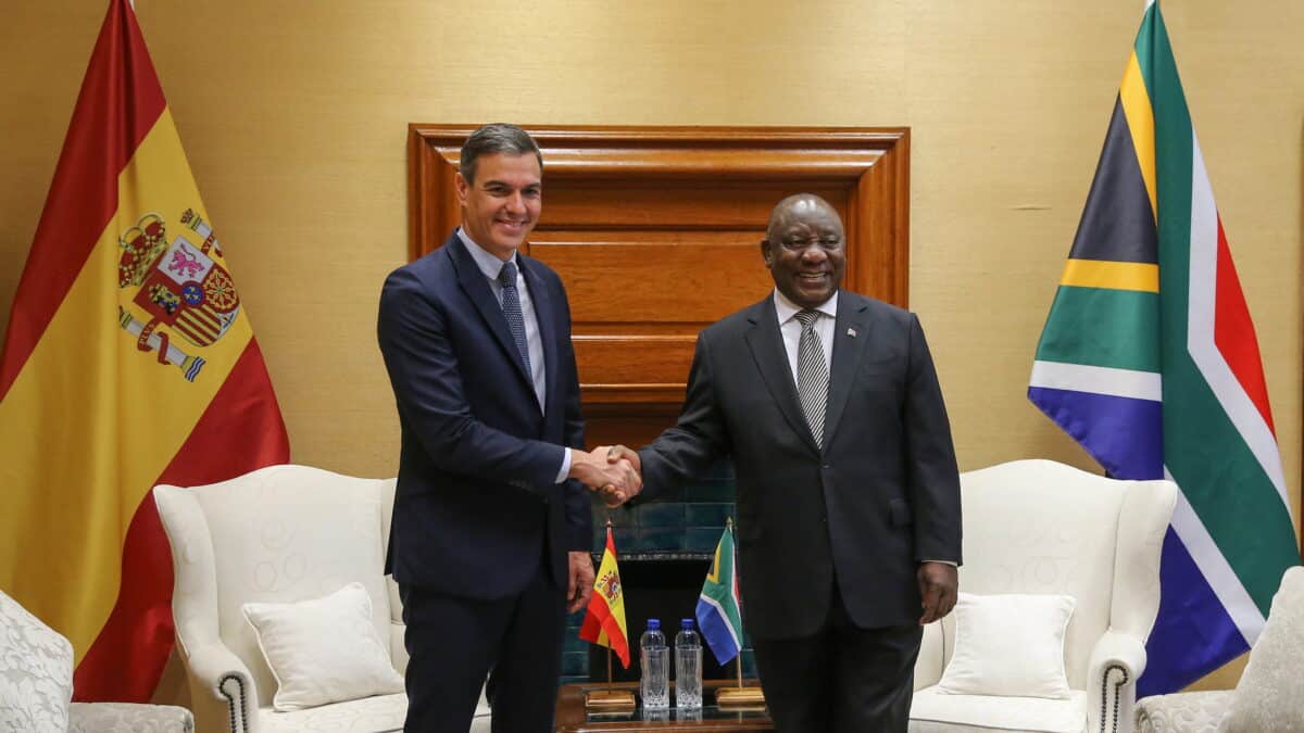 Pedro Sánchez y Cyril Ramaphosa, presidente de Suráfrica, en Pretoria.