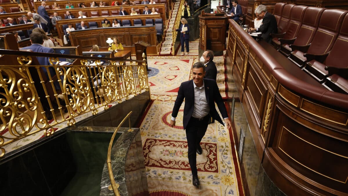 El presidente del Gobierno, Pedro Sánchez este jueves en el Congreso