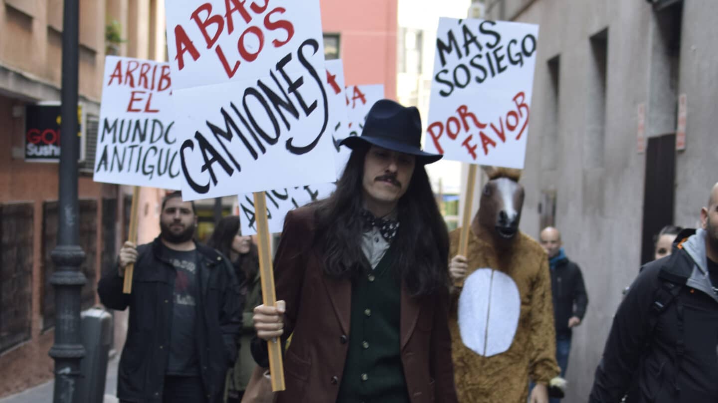 Anónimo García, en una acción de Homo Velamine.