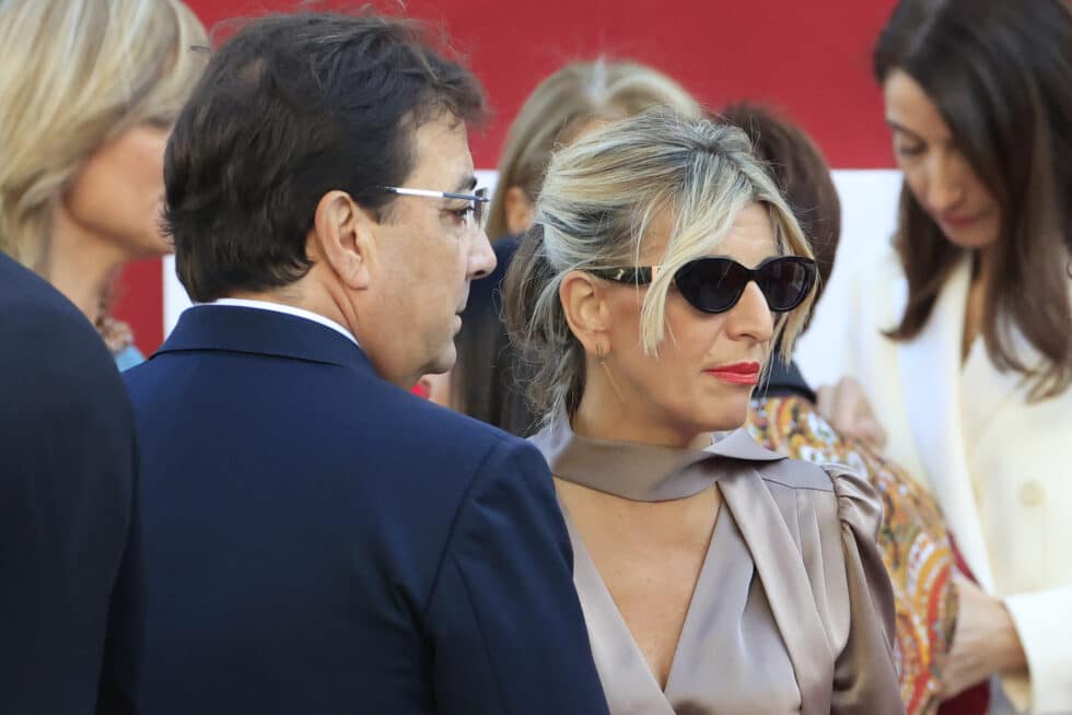 La vicepresidenta segunda y ministra de Trabajo, Yolanda Díaz, a su llegada al desfile del Día de la Fiesta Nacional, este miércoles, en Madrid.