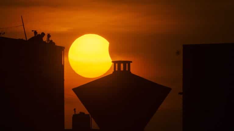 A partial solar eclipse in Chennai
