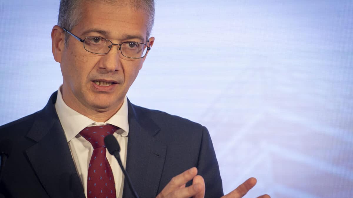 El gobernador del Banco de España, Pablo Hernández de Cos, durante un evento de banca.