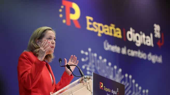 expertos-fondos-europeos-plan-recuperacion-antes-elecciones La vicepresidenta y ministra de Asuntos Económicos, Nadia Calviño, durante el acto ‘España Digital 2026’.