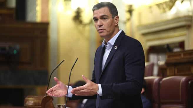El presidente del Gobierno, Pedro Sánchez, interviene en el Congreso de los Diputados.