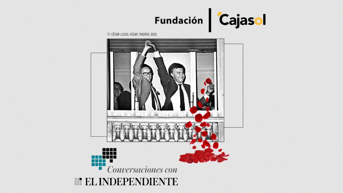 Casimiro García-Abadillo y Victoria Prego conversan con Juan Espadas y Jesús Maraña sobre el 40 aniversario de la victoria del PSOE en el encuentro en Cajasol