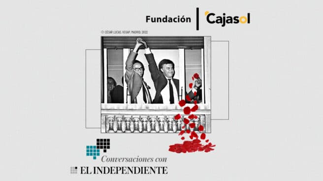 Casimiro García-Abadillo y Victoria Prego conversan con Juan Espadas y Jesús Maraña Casimiro García-Abadillo y Victoria Prego conversan con Juan Espadas y Jesús Maraña sobre el 40 aniversario de la victoria del PSOE en el encuentro en Cajasol