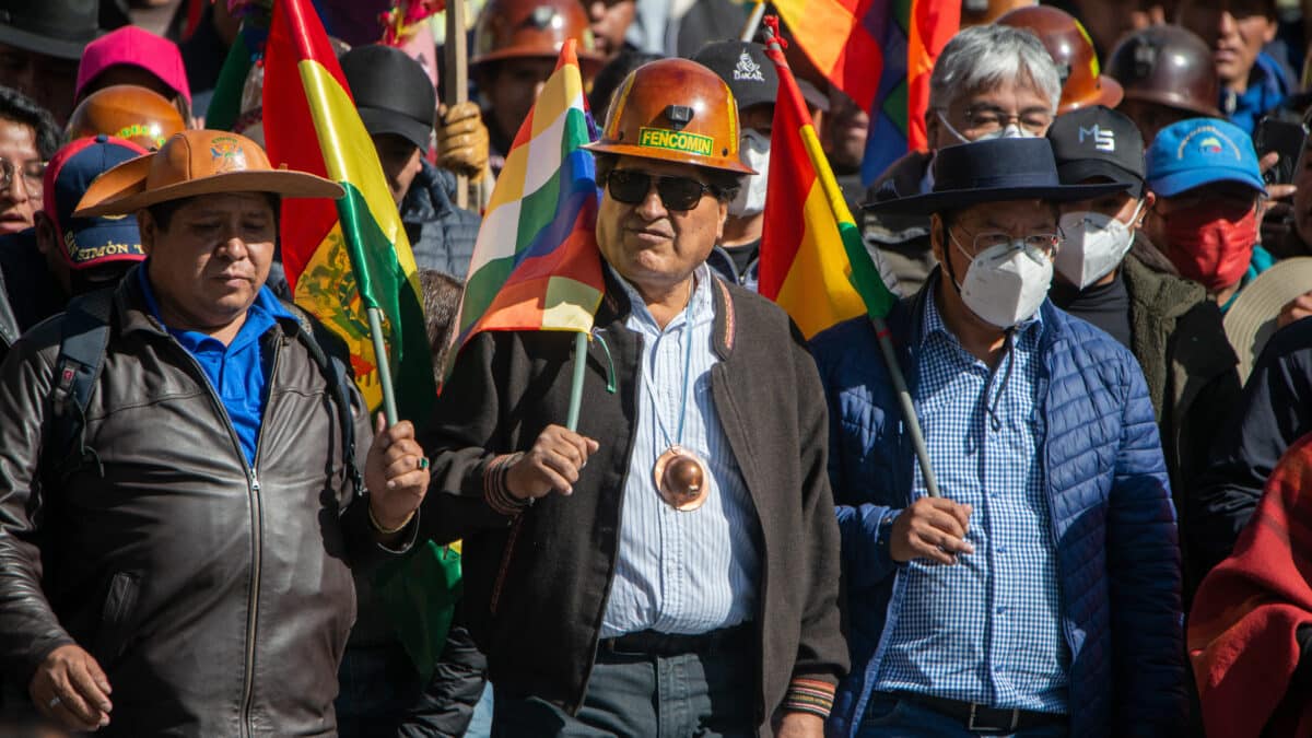 Evo Morales, en una manifestación progubernamental en La Paz (Bolivia).