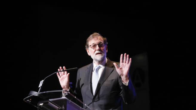 El expresidente del gobierno, Mariano Rajoy, interviene este lunes durante la inauguración de la jornada "Liderazgo político y reglobalización en América Latina