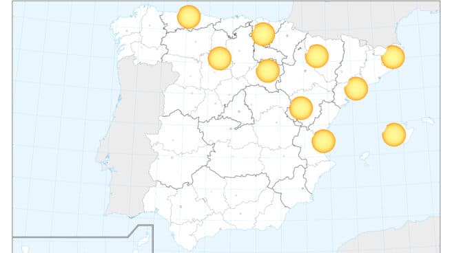 mapa-eclipse-solar-españa Mapa dónde ver el eclipse solar del 25 de octubre de 2022