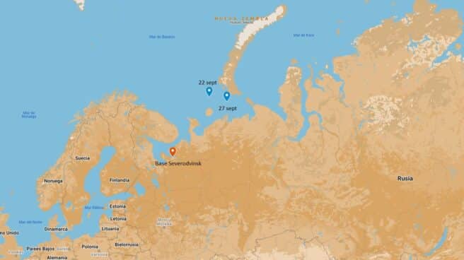 Últimas posiciones conocidas del submarino Belgorod, según el portal Naval News.