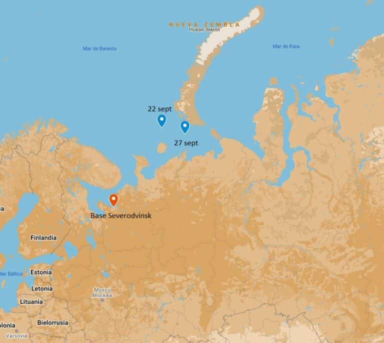 La última imagen del submarino nuclear Belgorod: en superficie y en el mar de Barents