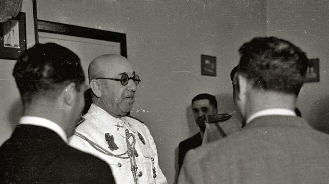 El general Moscardó, en el frontón de Gros en 1941. El general Moscardó, en el frontón de Gros.