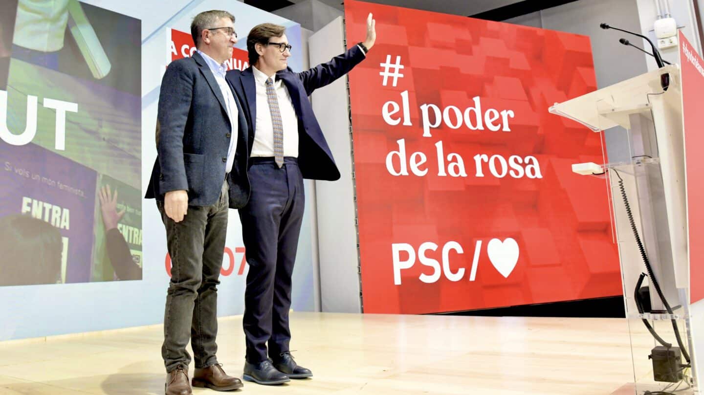 El portavoz del Grupo Parlamentario Socialista en el Congreso de los Diputados, Patxi López, participa en un acto junto al primer secretari del PSC, Salvador Illa en Barcelona, este 12 de noviembre de 2022.
