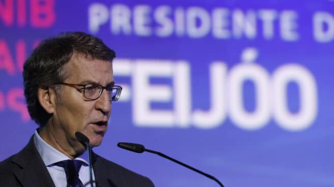 Vox y Cs pinzan a Feijóo con la moción a Sánchez: "Debe ser valiente, tendría un debate para desgastarlo" El presidente del PP, Alberto Núñez Feijóo, durante la inauguración de la segunda edición de expoGanvam