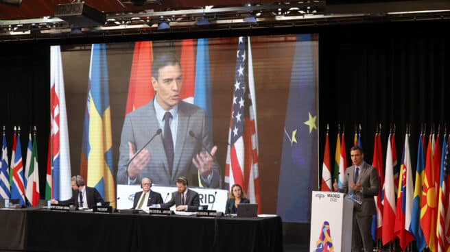 El presidente del Gobierno, Pedro Sánchez, interviene de la sesión plenaria de la 68 Asamblea parlamentaria de la OTAN que se celebra en Madrid.