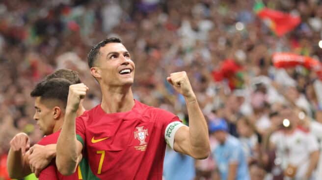 Cristiano Ronaldo celebra uno de los goles de Portugal a Uruguay en el Mundial de Qatar