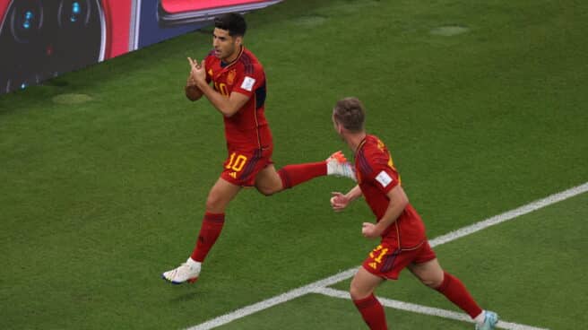 Asensio celebra el 2-0 a Costa Rica en el Mundial de Qatar 2022