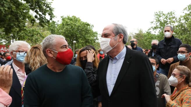 Jorge Javier Vázquez y Ángel Gabilondo, en un acto de la campaña electoral de 2021. Jorge Javier Vázquez y Ángel Gabilondo, en un acto de la campaña electoral de 2021.