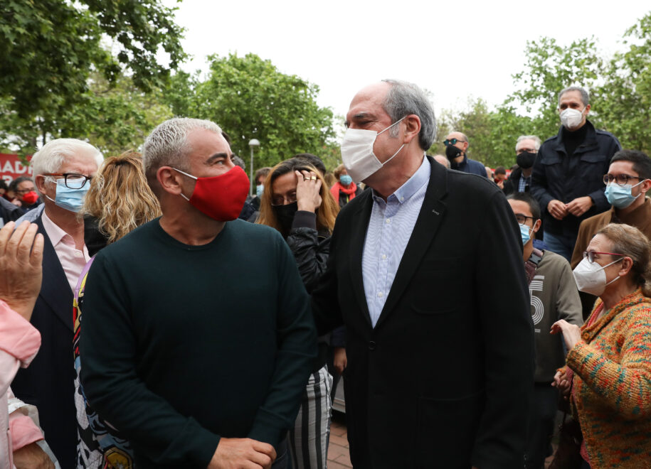 Jorge Javier Vázquez y Ángel Gabilondo, en un acto de la campaña electoral de 2021.