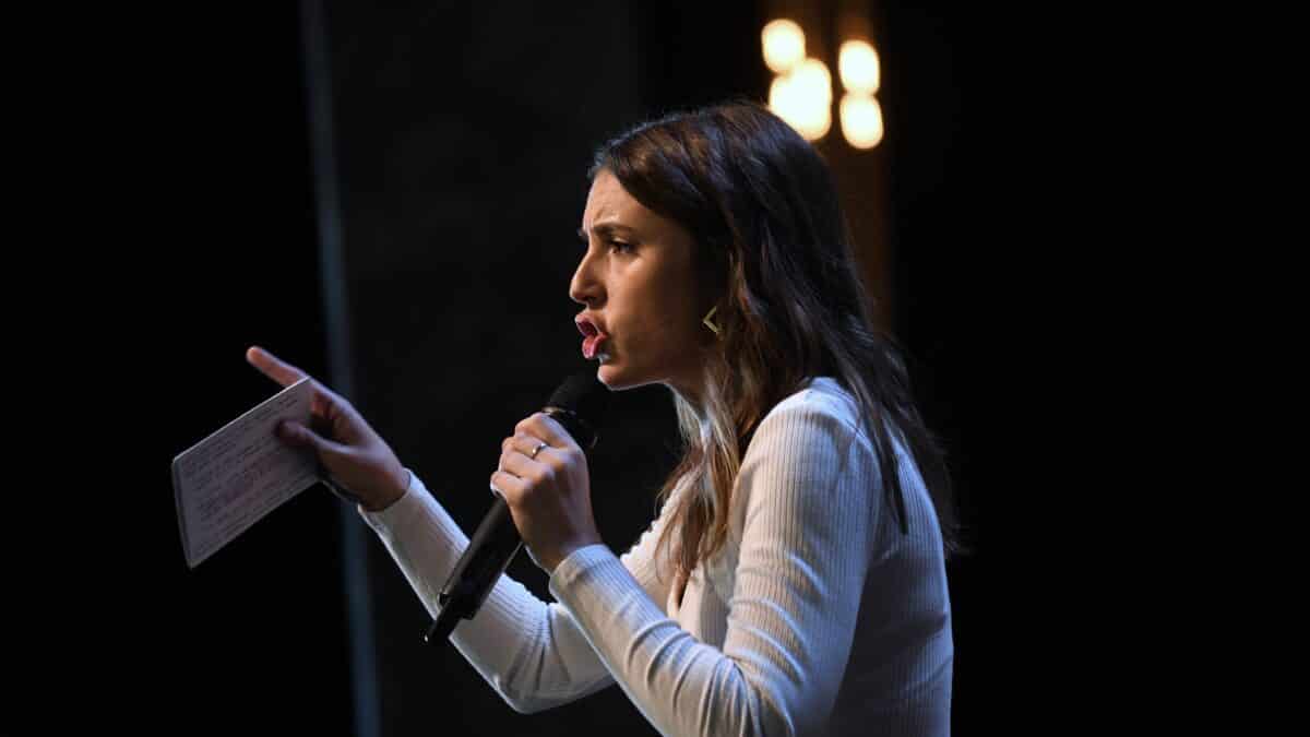 La ministra de Igualdad, Irene Montero, interviene en el acto 'Con todas, por todas’, a 26 de noviembre de 2022E