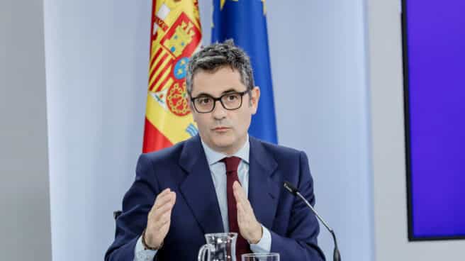 El ministro de la Presidencia, Relaciones con las Cortes y Memoria Democrática, Félix Bolaños, durante una rueda de prensa