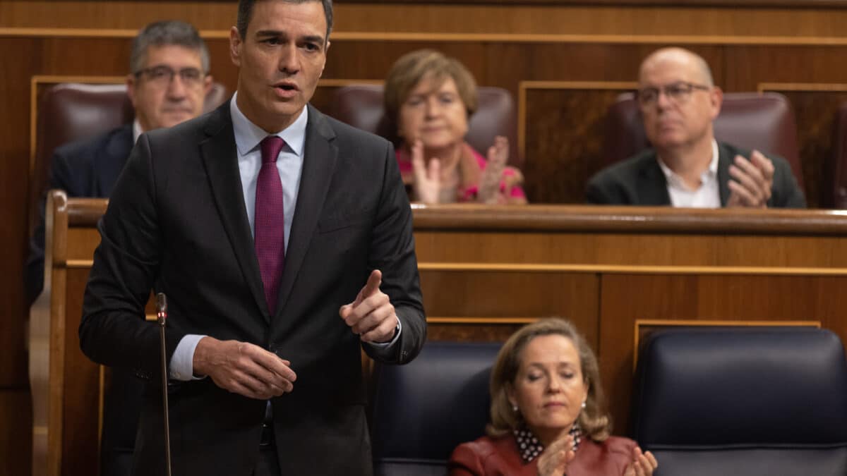 Pedro Sánchez, en la sesión de control en el Congreso.