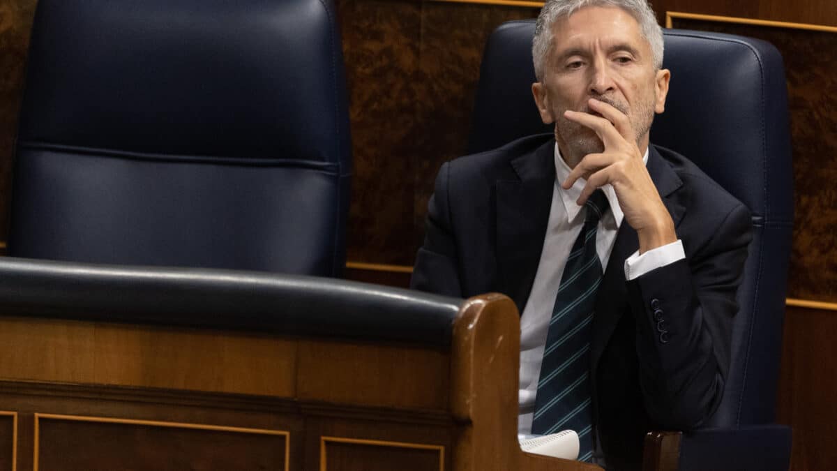 El ministro del Interior, Fernando Grande-Marlaska, durante una sesión plenaria en el Congreso de los Diputados