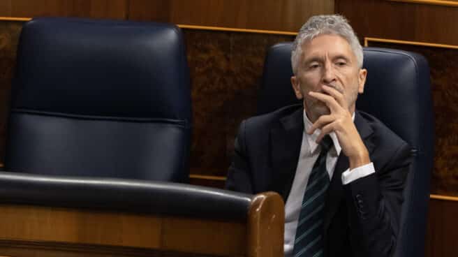 El ministro del Interior, Fernando Grande-Marlaska, durante una sesión plenaria en el Congreso de los Diputados