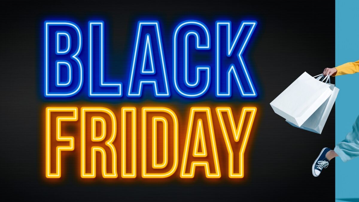 Cartel de Black Friday 2022 en luces de neon