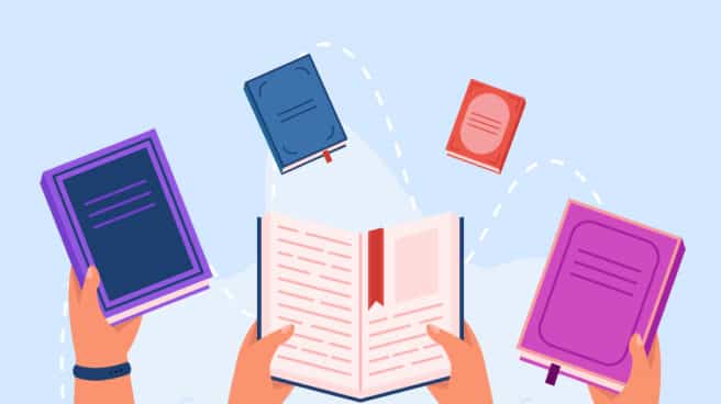 Infografía de brazos sostienen libros. Infografía de brazos sostienen libros.