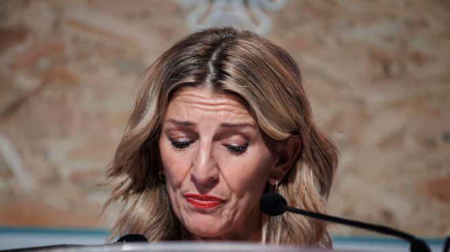 Díaz reúne a políticos, empresarios y sindicalistas para abordar el diálogo social en el Foro de la OCDE La vicepresidenta segunda y ministra de Trabajo y Economía Social, Yolanda Díaz, interviene en un acto.