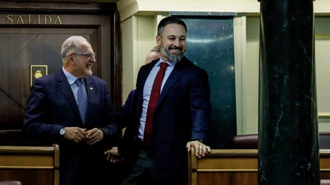 El presidente de Vox, Santiago Abascal, durante la sesión plenaria del Congreso de los Diputados, este jueves El presidente de Vox, Santiago Abascal, durante la sesión plenaria del Congreso de los Diputados, este jueves