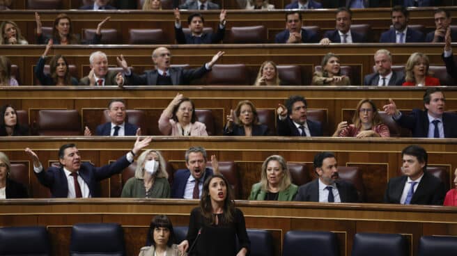 Irene Montero interviene en el Congreso ante las protestas de los diputados del PP. Irene Montero interviene en el Congreso ante las protestas de los diputados del PP.