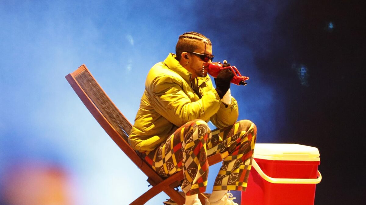 Bad Bunny, durante un concierto en Bogotá.