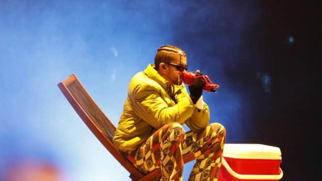 Bad Bunny, durante un concierto en Bogotá.