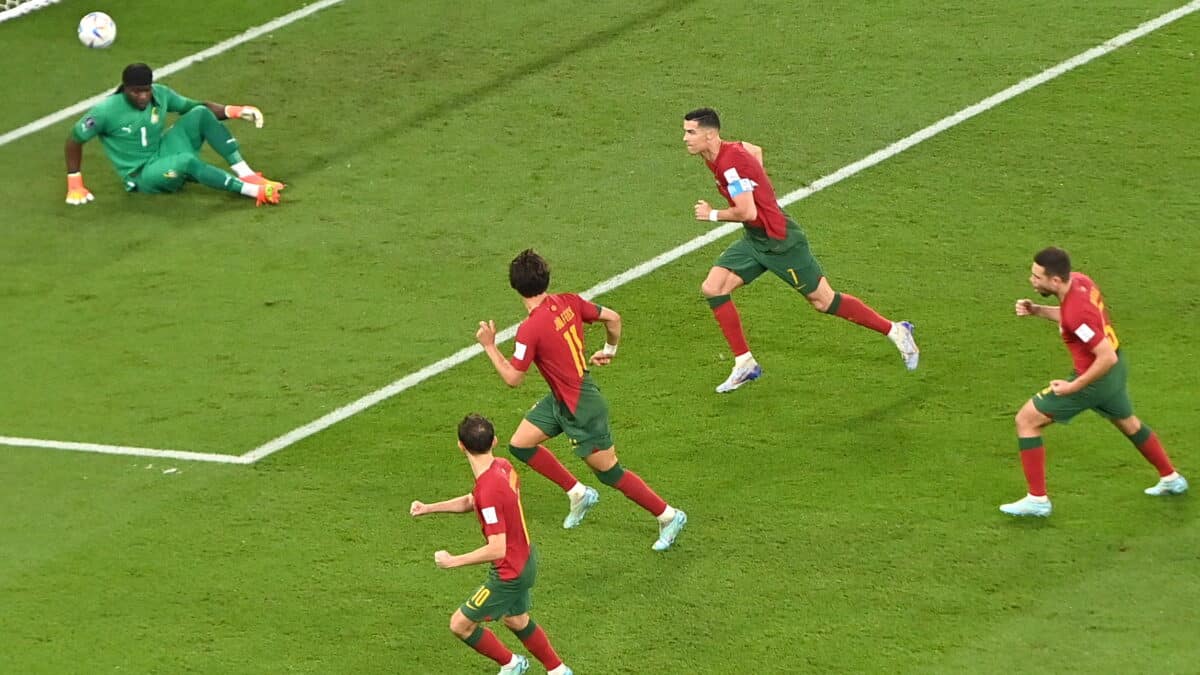 El conjunto portugués celebra el tanto de Cristiano Ronaldo