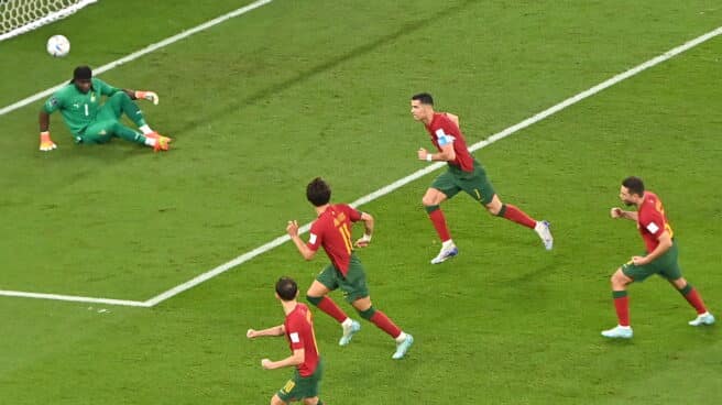 El conjunto portugués celebra el tanto de Cristiano Ronaldo