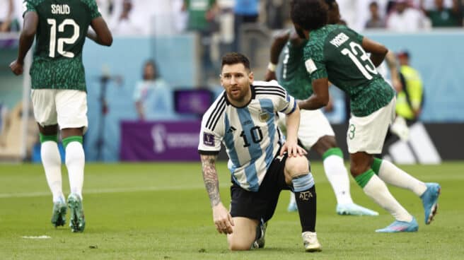 Messi, en el partido de Argentina contra Arabia Saudita. Messi, en el partido de Argentina contra Arabia Saudita.