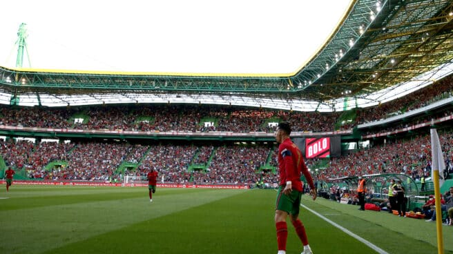 Cristiano Ronaldo celebra un gol anotado con la selección de Portugal.