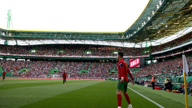 Cristiano Ronaldo celebra un gol anotado con la selección de Portugal. Cristiano Ronaldo celebra un gol anotado con la selección de Portugal.