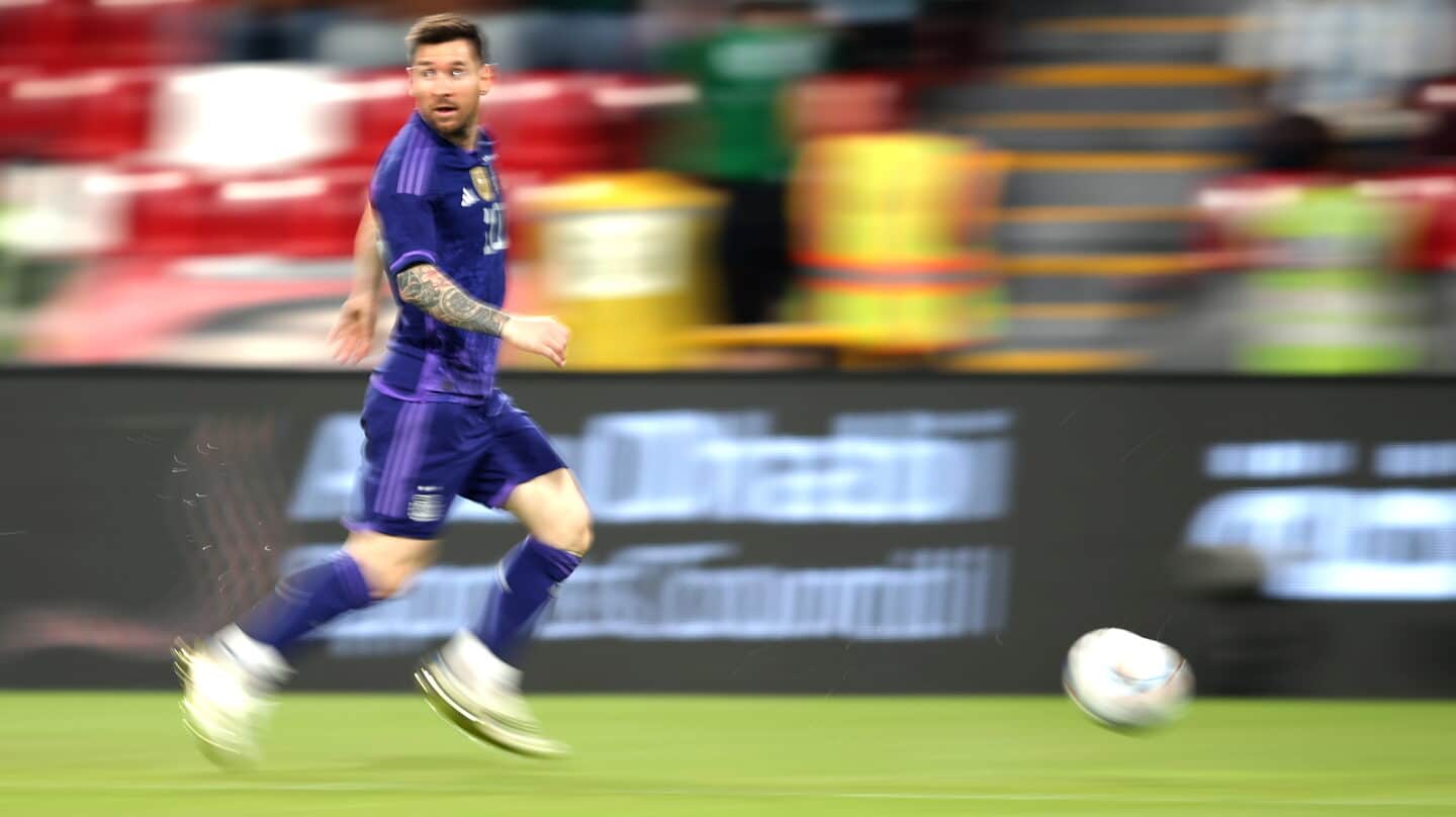Lionel Messi en el último partido de Argentina antes del Mundial de Qatar 2022