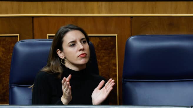 La ministra de Igualdad, Irene Montero durante la última jornada de debate y votación de los presupuestos en el pleno del Congreso, este jueves.