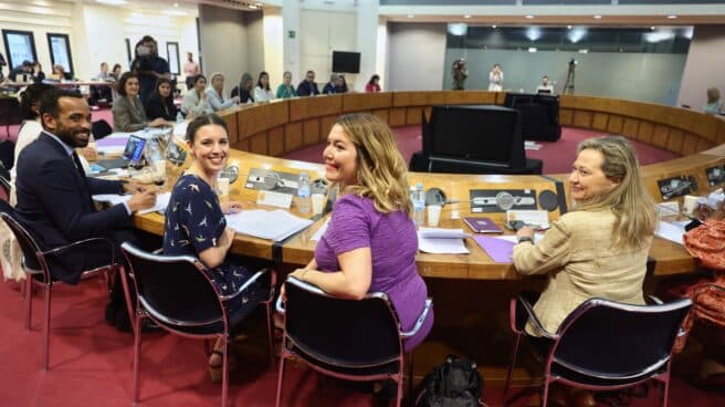 Irene Montero, Ángela Rodríguez y Victoria Rosell, durante una Conferencia Sectorial de Igualdad. Irene Montero, Ángela Rodríguez y Victoria Rosell, durante una Conferencia Sectorial de Igualdad.