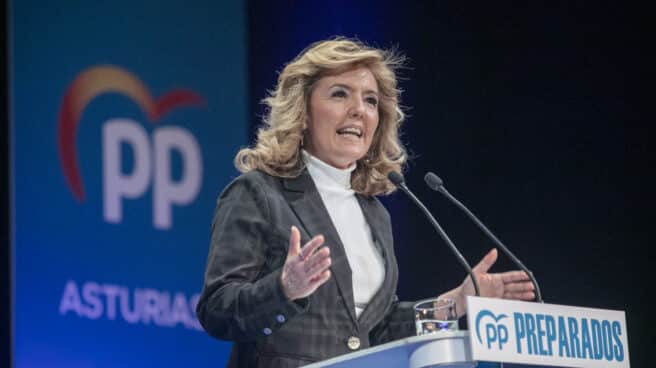 La presidenta del PP de Asturias, Teresa Mallada, durante un acto de campaña de Alberto Núñez Feijóo para la presidencia del PP, en Oviedo