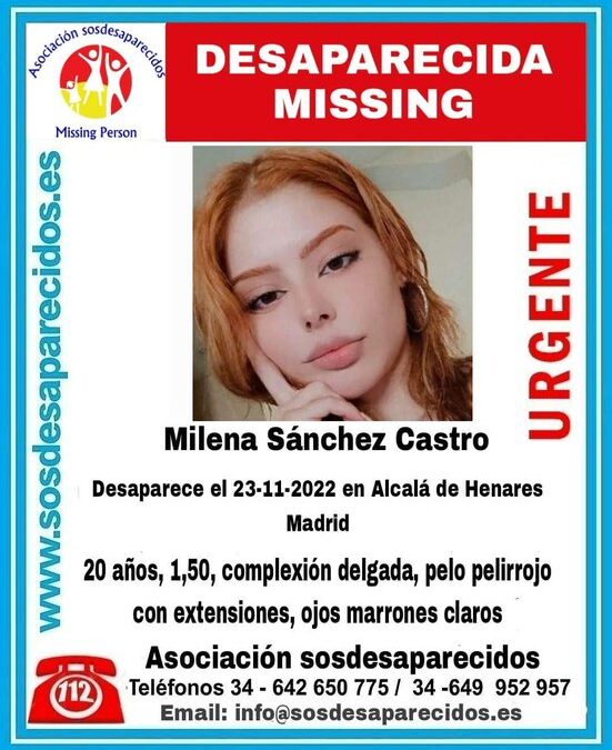 Cartel de desaparecida de Milena Sánchez Castro.