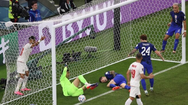 Christian Pulisic, en el suelo tras marcar el gol de la victoria de Estados Unidos contra Irán. Christian Pulisic, en el suelo tras marcar el gol de la victoria de Estados Unidos contra Irán.