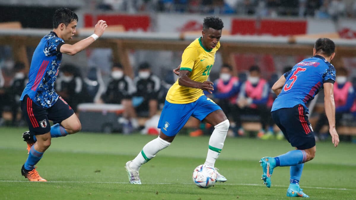 Vinicius Junior, con la selección de Brasil en un partido amistoso contra Japón.