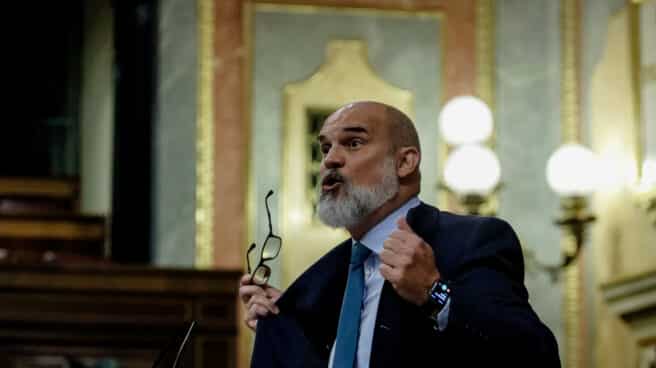 El diputado de Vox, Víctor Manuel Sánchez del Real, interviene durante una sesión plenaria en el Congreso de los Diputados