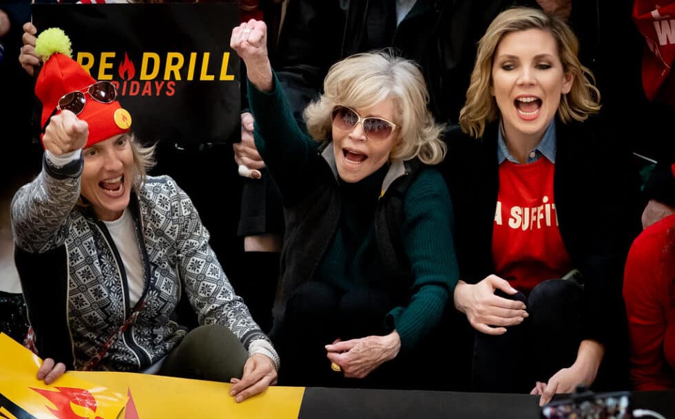 Jane Fonda en su prosta del Fire Drill Fridays